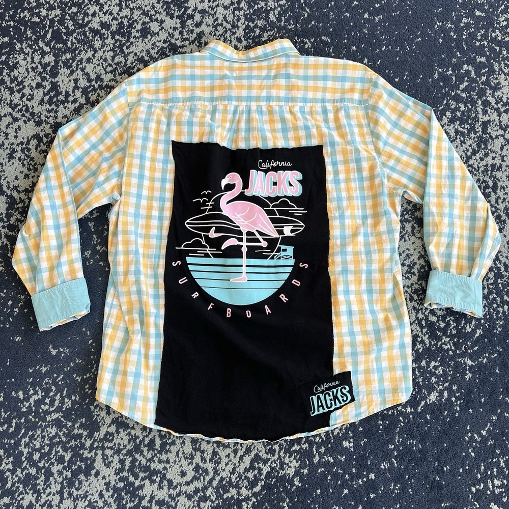 Tommy Bahama California Jacks Surfboards Men's 2XL XXL Pima Cotton Madras Plaid